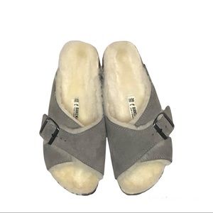 Birkenstock Arosa Shearling Sandal Suede, 7-7 1/2